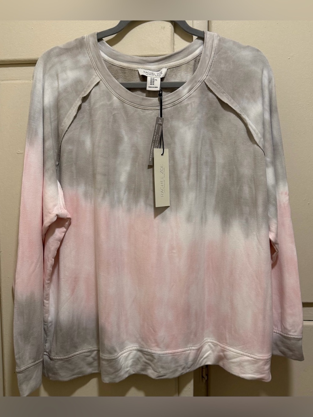 New super soft XL Rachel Zoe Pink & Gray Ombre Tie-Dye Pullover Sweatshirt